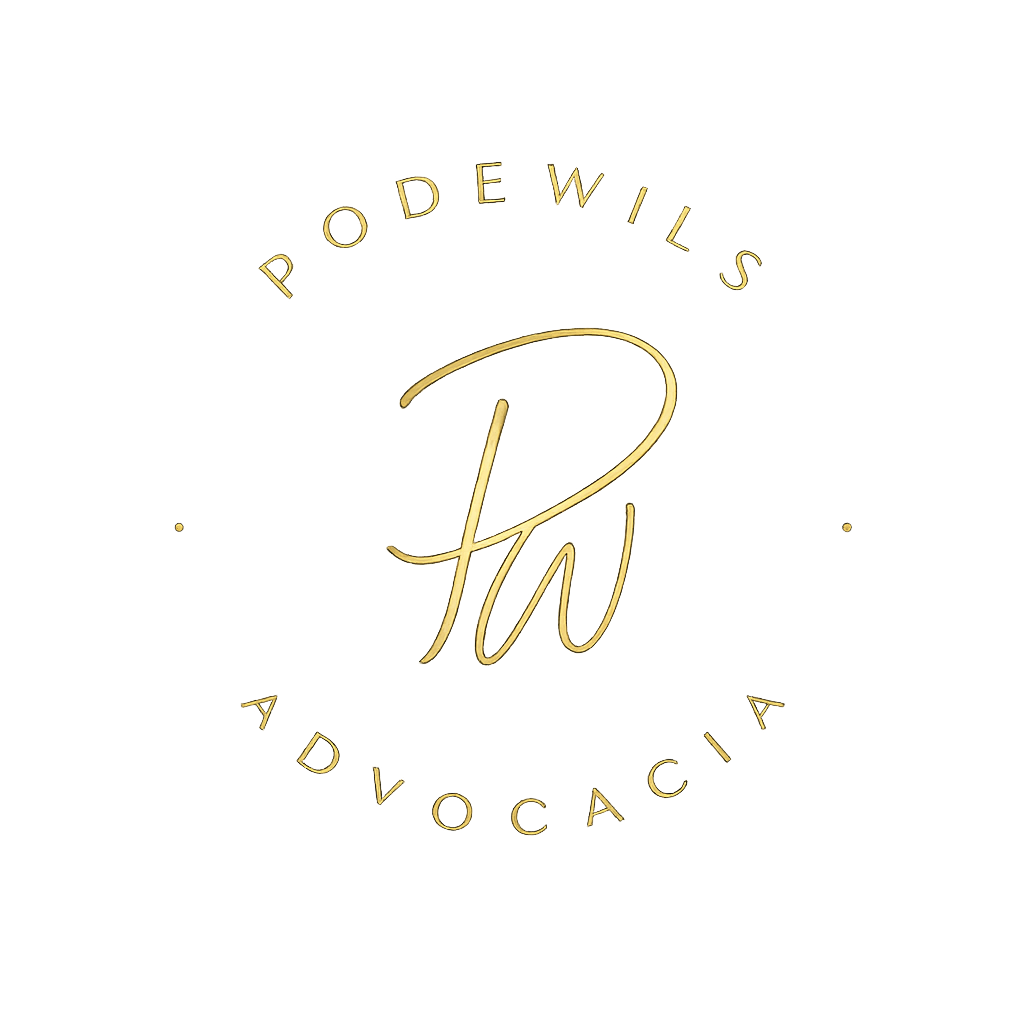 Logotipo da Podewils Advocacia, escritório de advocacia em Joinville/SC